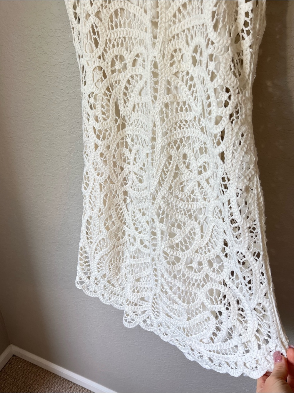 BCBGMAXAZRIA Beti Crochet Dress XXS Gardenia Ivory Boho Bridal Beach Mini - Picture 3 of 10